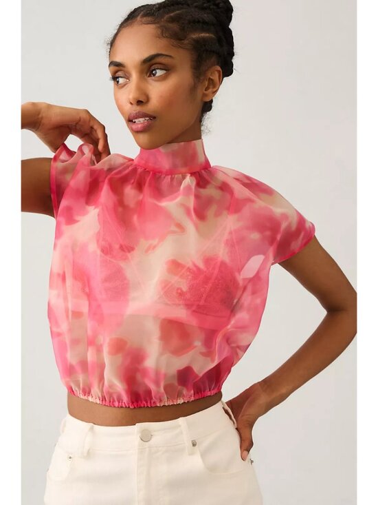 Sunday in Brooklyn Sheer Tie-Neck Blouse - Picture 2 of 7